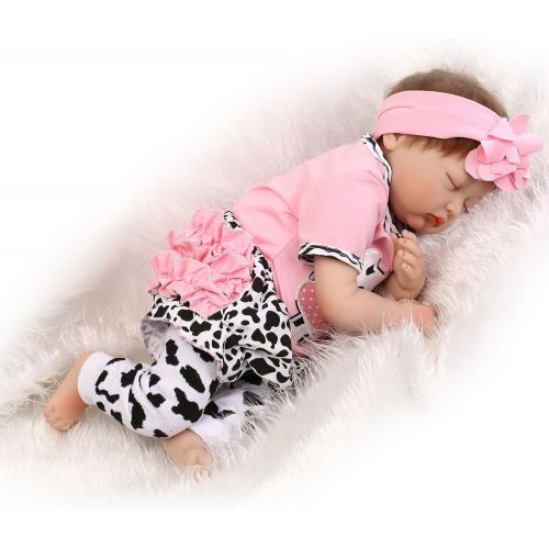  NPKDOLL Lifelike Newborn Baby Dolls Sleeping Reborn Baby Girl 22 Cute Realistic Soft Silicone Vinyl Dolls Reborn Dolls with Clothes