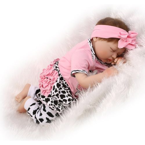  NPKDOLL Lifelike Newborn Baby Dolls Sleeping Reborn Baby Girl 22 Cute Realistic Soft Silicone Vinyl Dolls Reborn Dolls with Clothes