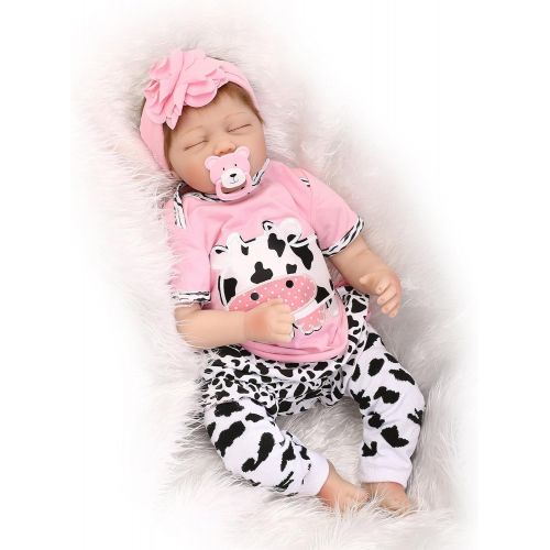  NPKDOLL Lifelike Newborn Baby Dolls Sleeping Reborn Baby Girl 22 Cute Realistic Soft Silicone Vinyl Dolls Reborn Dolls with Clothes