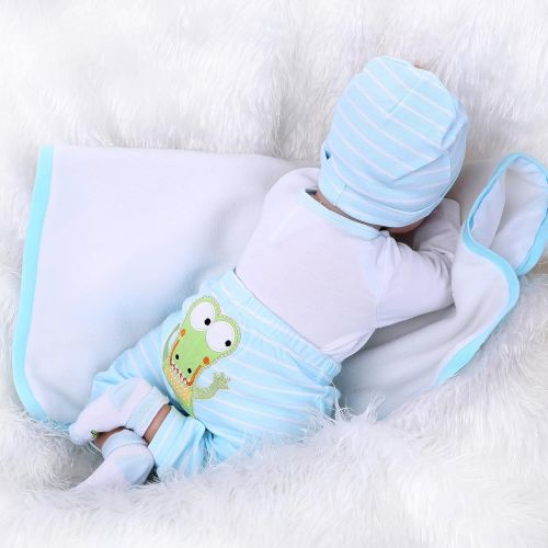  NPKDOLL Reborn Baby Dolls Boy 22 Cute Realistic Soft Silicone Vinyl Dolls Newborn Baby Dolls with Clothes