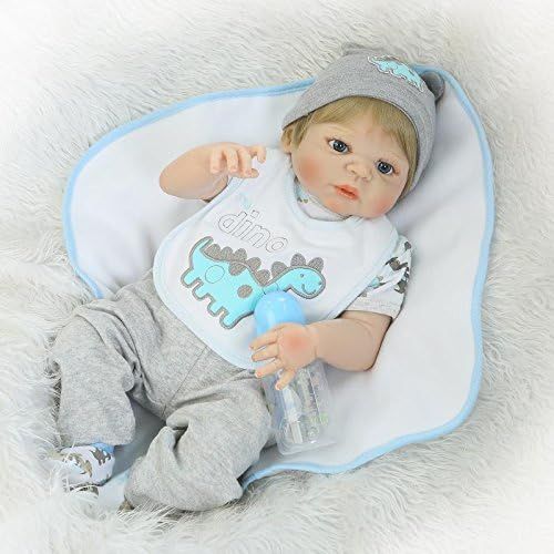  NPKDOLL Realistic Reborn Baby Dolls 22 Lifelike Silicone Baby Boy Full Body Eyes Open Real Baby Doll Anatomically Correct Washable My Dino