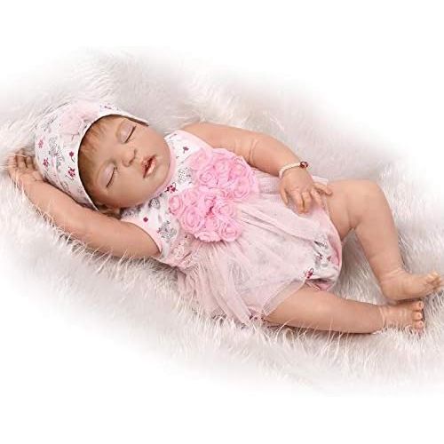  NPKDOLL Sleeping Reborn Baby Girl Dolls Silicone Full Body Cute Realistic Reborn Dolls Newborn Baby Look Real Anatomically Correct