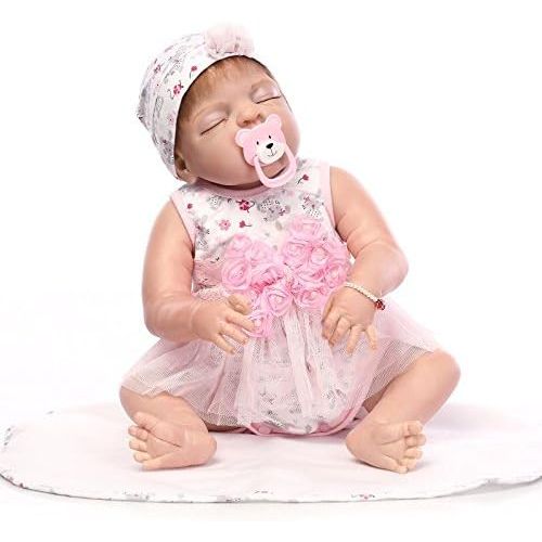  NPKDOLL Sleeping Reborn Baby Girl Dolls Silicone Full Body Cute Realistic Reborn Dolls Newborn Baby Look Real Anatomically Correct