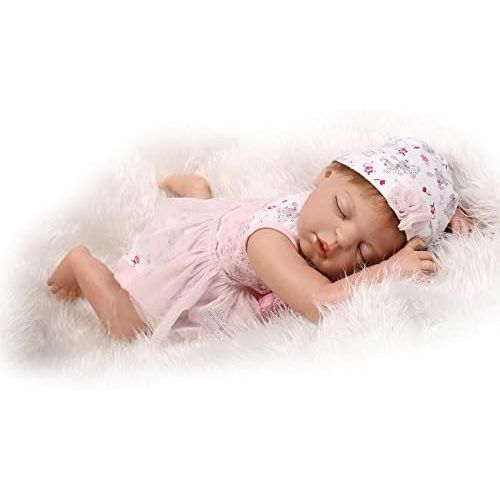  NPKDOLL Sleeping Reborn Baby Girl Dolls Silicone Full Body Cute Realistic Reborn Dolls Newborn Baby Look Real Anatomically Correct