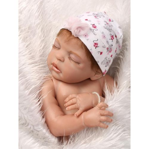  NPKDOLL Sleeping Reborn Baby Girl Dolls Silicone Full Body Cute Realistic Reborn Dolls Newborn Baby Look Real Anatomically Correct