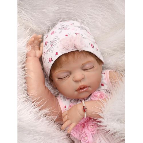  NPKDOLL Sleeping Reborn Baby Girl Dolls Silicone Full Body Cute Realistic Reborn Dolls Newborn Baby Look Real Anatomically Correct