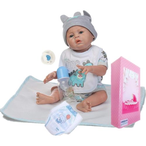  NPKDOLL Reborn Dolls Baby Boy Silicone Full Body 20 Realistic Baby Reborn Boy Dolls Lifelike Real Life Baby Anatomically Correct Washable Eyes Open My Dino