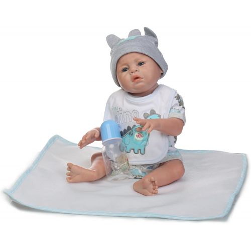  NPKDOLL Reborn Dolls Baby Boy Silicone Full Body 20 Realistic Baby Reborn Boy Dolls Lifelike Real Life Baby Anatomically Correct Washable Eyes Open My Dino