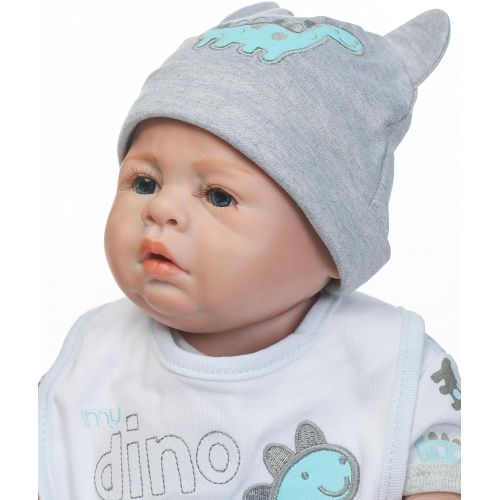  NPKDOLL Reborn Dolls Baby Boy Silicone Full Body 20 Realistic Baby Reborn Boy Dolls Lifelike Real Life Baby Anatomically Correct Washable Eyes Open My Dino