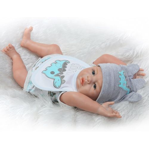  NPKDOLL Reborn Dolls Baby Boy Silicone Full Body 20 Realistic Baby Reborn Boy Dolls Lifelike Real Life Baby Anatomically Correct Washable Eyes Open My Dino