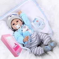 NPKDOLL Realistic Reborn Baby Dolls Boy Soft Vinyl Silicone Reborn Babies 22 Handmade Real Baby Doll Alive Weighted Baby Reborn Newborn Eyes Open