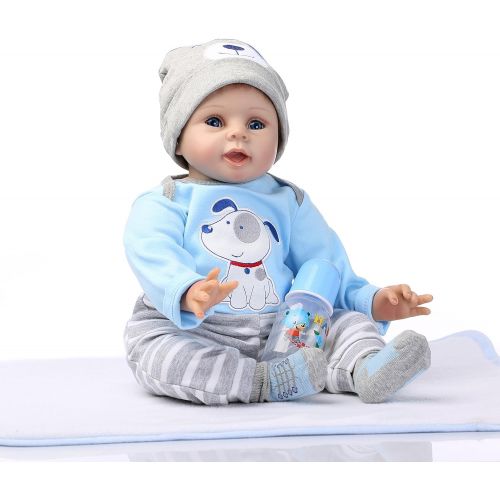  NPKDOLL Realistic Reborn Baby Dolls Boy Soft Vinyl Silicone Reborn Babies 22 Handmade Real Baby Doll Alive Weighted Baby Reborn Newborn Eyes Open