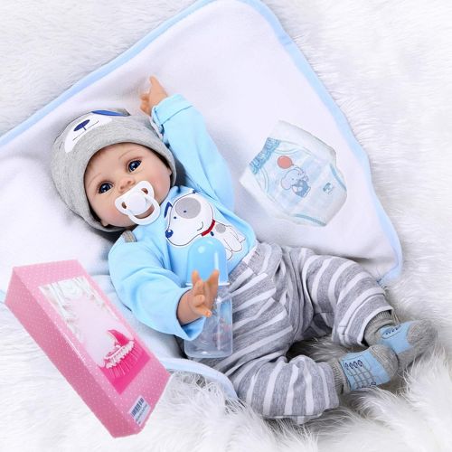  NPKDOLL Realistic Reborn Baby Dolls Boy Soft Vinyl Silicone Reborn Babies 22 Handmade Real Baby Doll Alive Weighted Baby Reborn Newborn Eyes Open