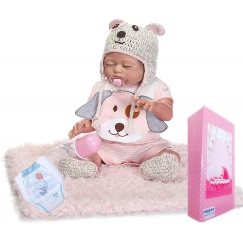  NPKDOLL Reborn Baby Dolls Silicone Full Body Girl Sleeping 20 Realistic Baby Reborn Dolls Real Baby Doll Washable Eyes Closed