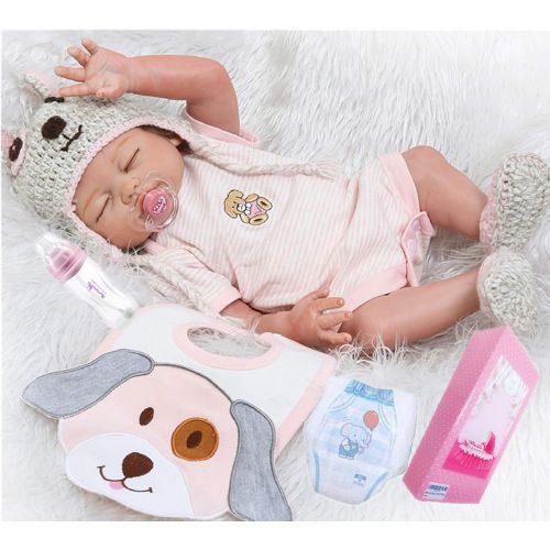  NPKDOLL Reborn Baby Dolls Silicone Full Body Girl Sleeping 20 Realistic Baby Reborn Dolls Real Baby Doll Washable Eyes Closed