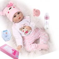 NPKDOLL Reborn Baby Dolls Girl Realistic Soft Silicone Vinyl Dolls 22 Inches Newborn Baby Dolls Real Baby Doll with Clothes Pink Outfit