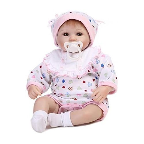  NPKDOLLS Reborn Baby Doll Soft Silicone 18inch 45cm Magnetic Lovely Lifelike Cute Boy Girl Toy Bundle Of Joy,White Bib Eyes Open