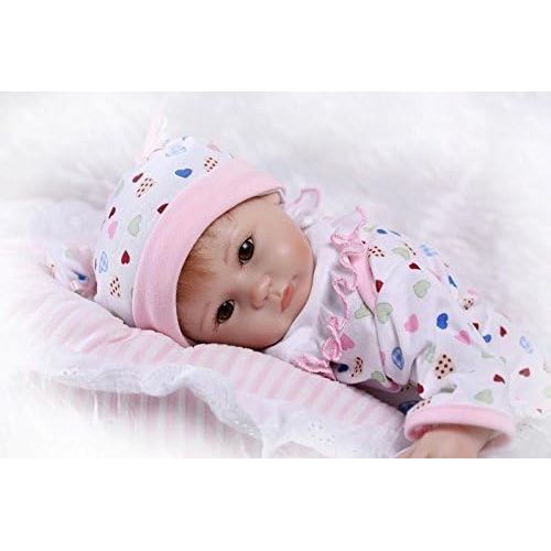  NPKDOLLS Reborn Baby Doll Soft Silicone 18inch 45cm Magnetic Lovely Lifelike Cute Boy Girl Toy Bundle Of Joy,White Bib Eyes Open