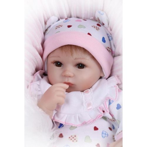  NPKDOLLS Reborn Baby Doll Soft Silicone 18inch 45cm Magnetic Lovely Lifelike Cute Boy Girl Toy Bundle Of Joy,White Bib Eyes Open