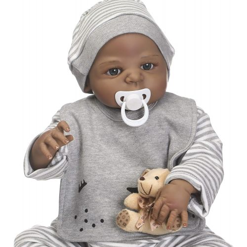  NPKDOLLS Reborn Baby Dolls African American Lifelike Reborn Dolls Boy Silicone Full Body Realistic Soft Vinyl Doll 22