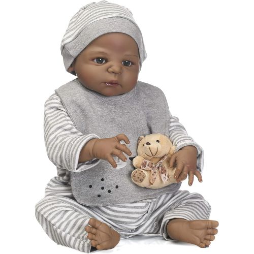  NPKDOLLS Reborn Baby Dolls African American Lifelike Reborn Dolls Boy Silicone Full Body Realistic Soft Vinyl Doll 22