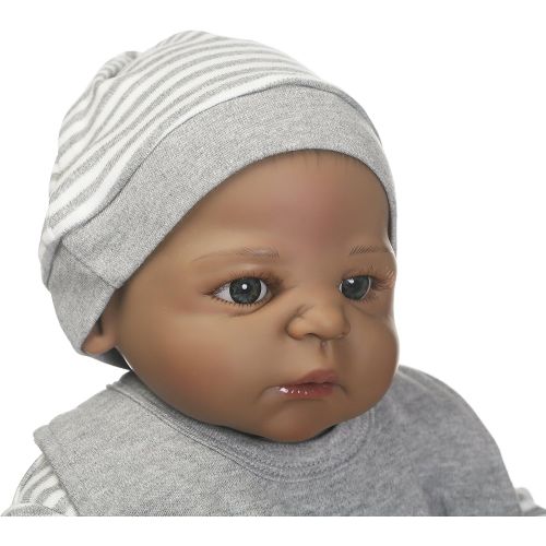  NPKDOLLS Reborn Baby Dolls African American Lifelike Reborn Dolls Boy Silicone Full Body Realistic Soft Vinyl Doll 22