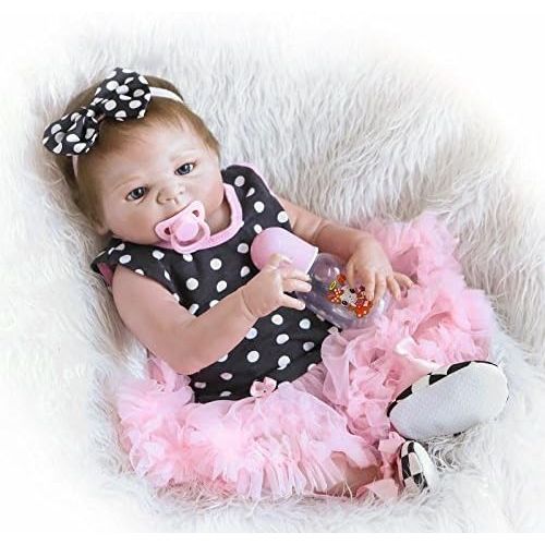  NPKDOLLS Reborn Baby Doll Girls Silicone Full Body Eyes Open Realistic Baby Reborn 22inch 55cm Anatomically Correct Washable Gift Set for Ages 3+