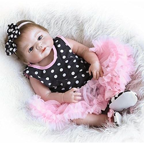  NPKDOLLS Reborn Baby Doll Girls Silicone Full Body Eyes Open Realistic Baby Reborn 22inch 55cm Anatomically Correct Washable Gift Set for Ages 3+