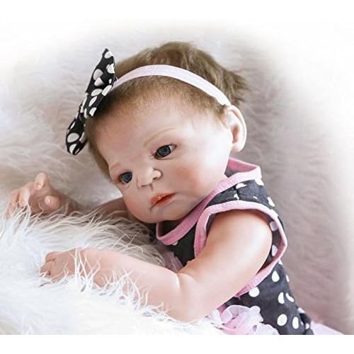  NPKDOLLS Reborn Baby Doll Girls Silicone Full Body Eyes Open Realistic Baby Reborn 22inch 55cm Anatomically Correct Washable Gift Set for Ages 3+