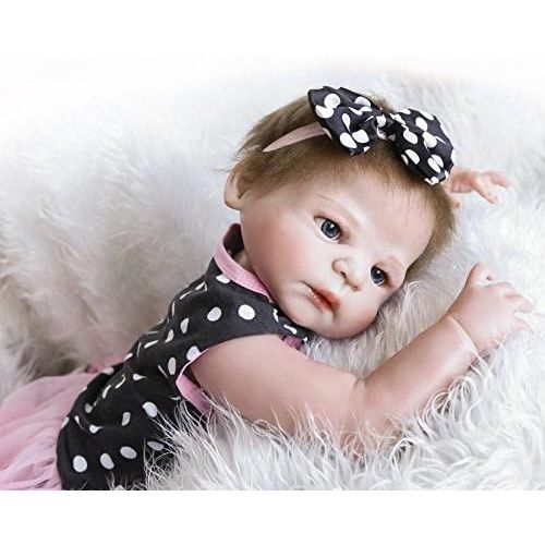  NPKDOLLS Reborn Baby Doll Girls Silicone Full Body Eyes Open Realistic Baby Reborn 22inch 55cm Anatomically Correct Washable Gift Set for Ages 3+