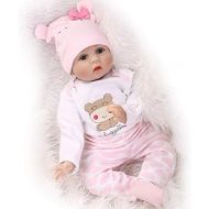 NPKDOLLs NPKDOLLS Reborn Baby Dolls 22 inches Soft Simulation Silicone Vinyl Vivid Boy Girl Toy Pink Bear Lucy