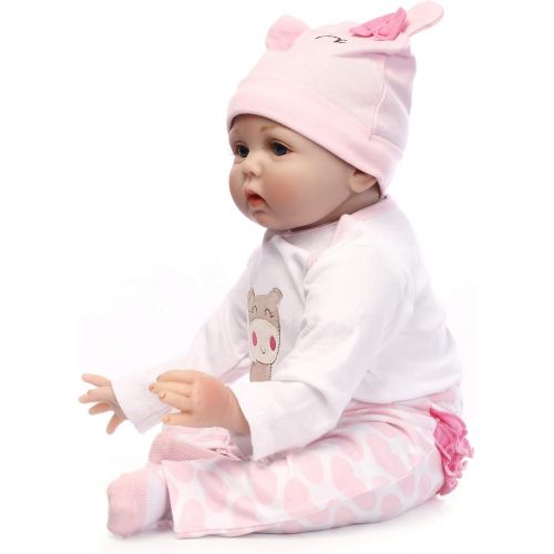  NPKDOLLs NPKDOLLS Reborn Baby Dolls 22 inches Soft Simulation Silicone Vinyl Vivid Boy Girl Toy Pink Bear Lucy