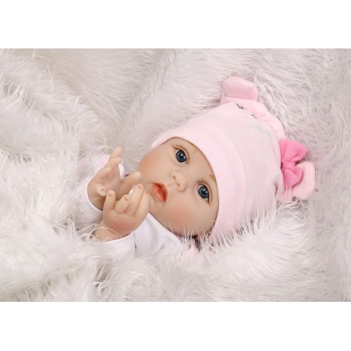  NPKDOLLs NPKDOLLS Reborn Baby Dolls 22 inches Soft Simulation Silicone Vinyl Vivid Boy Girl Toy Pink Bear Lucy