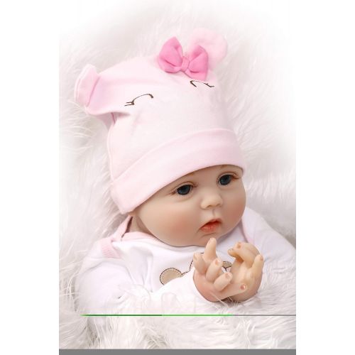  NPKDOLLs NPKDOLLS Reborn Baby Dolls 22 inches Soft Simulation Silicone Vinyl Vivid Boy Girl Toy Pink Bear Lucy