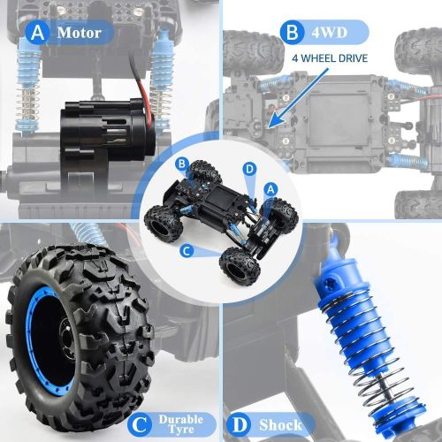  [아마존베스트]NQD Remote Control Trucks Monster RC Car 1: 12 Scale Off Road Vehicle 2.4Ghz Radio Remote Control Car 4WD High Speed Racing All Terrain Climbing Car Gift for Boys