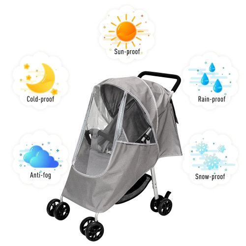 NREOY Stroller Rain Cover & Mosquito Net,Weather Shield Accessories - Protect from Rain Wind Snow Dust Insects Water Proof Ventilate Clear-Breathable Bug Shield for Baby Stroller by Vans