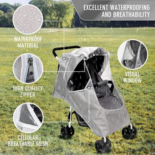  NREOY Stroller Rain Cover & Mosquito Net,Weather Shield Accessories - Protect from Rain Wind Snow Dust Insects Water Proof Ventilate Clear-Breathable Bug Shield for Baby Stroller by Vans