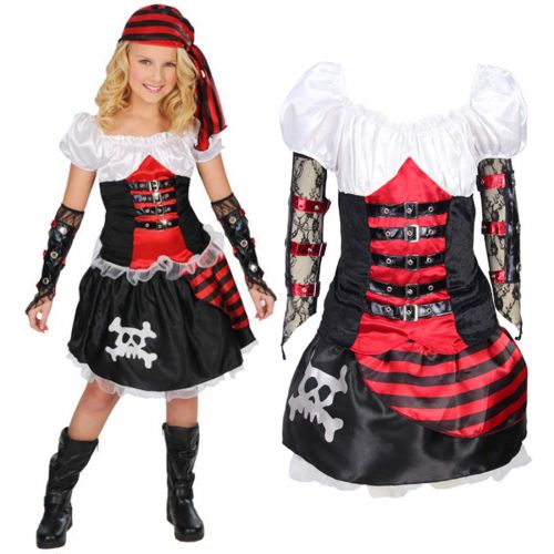  NSPSTT Girls Pirate Costume Buccanner Princess Costume Fancy Dress Outfit Halloween Cosplay