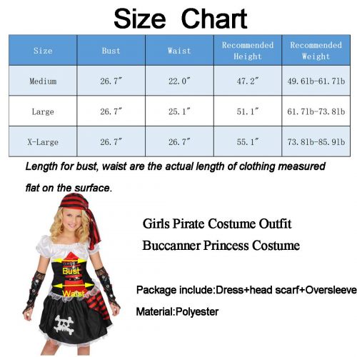  NSPSTT Girls Pirate Costume Buccanner Princess Costume Fancy Dress Outfit Halloween Cosplay