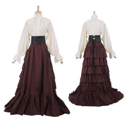  NSPSTT Women Renaissance Dress Stand-up Collar Victorian Gothic Lolita Fancy Dresses