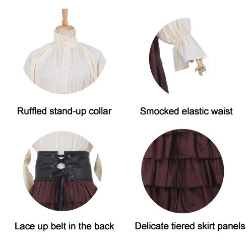  NSPSTT Women Renaissance Dress Stand-up Collar Victorian Gothic Lolita Fancy Dresses