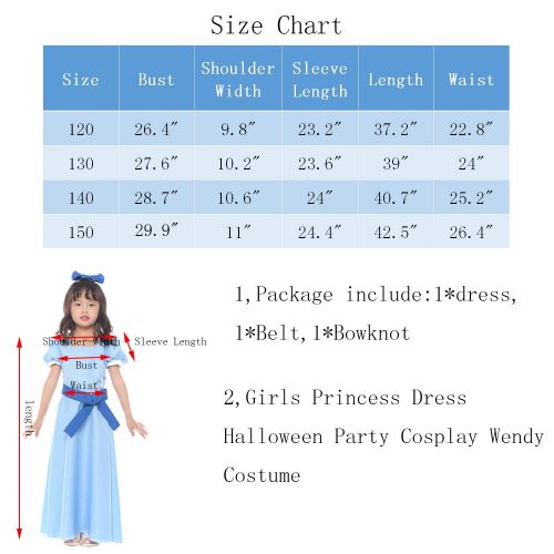  NSPSTT Girls Princess Dress Halloween Party Cosplay Wendy Dress Costume