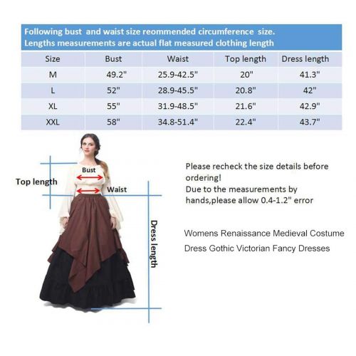  NSPSTT Womens Renaissance Medieval Costume Dress Gothic Victorian Fancy Dresses