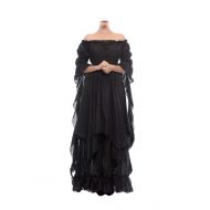 NSPSTT Womens Renaissance Medieval Costume Gypsy Long Sleeve Dress Top and Skirt