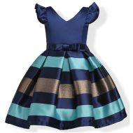 NSSMWTTC 2-10T Girls Pageant Stripe Dresses for Easter Christmas Day Halloween Dress