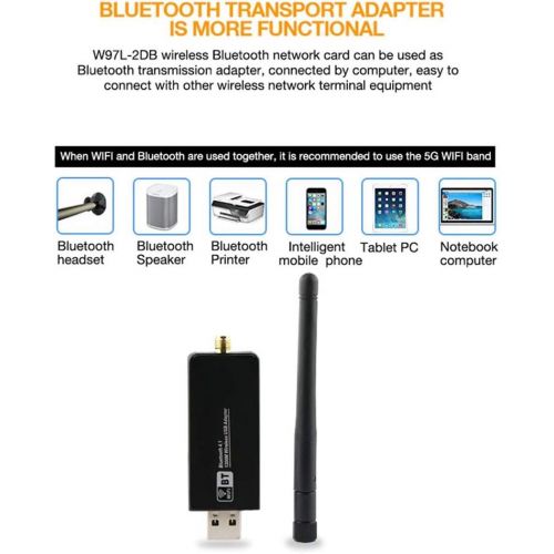  NSST USB WiFi Adapter 5.8G2.4G WiFi Adapter Bluetooth 4.1 Wireless AC 1200Mbps Adapter 2dbi Aerial Network Card for Antenna PCDesktop pcLaptop