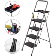 [아마존 핫딜] NSdirect 4 Step Ladder,Folding Stool Ladder with Tool Platform Portable by Lightweight Steel for Indoor/Outdoor with Sturdy Wide Pedal and Anti Slip Handgrip,330 lbs Capacity