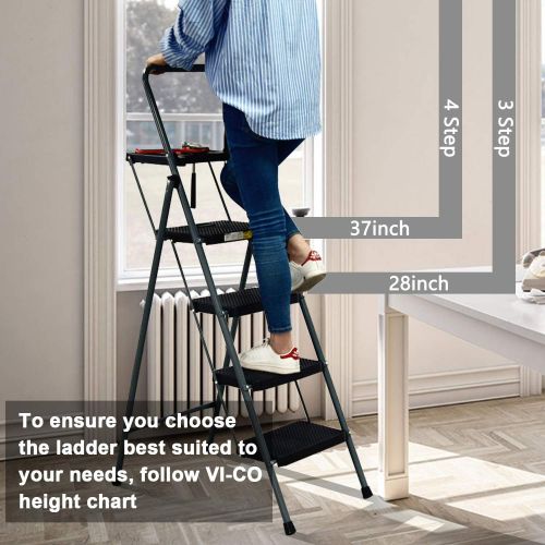 [아마존 핫딜] NSdirect 4 Step Ladder,Folding Stool Ladder with Tool Platform Portable by Lightweight Steel for Indoor/Outdoor with Sturdy Wide Pedal and Anti Slip Handgrip,330 lbs Capacity