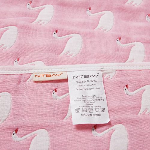  NTBAY 6 Layers of 100% Organic Muslin Cotton Toddler Blanket with Reversible Swan Printed Design, 43x 43,...