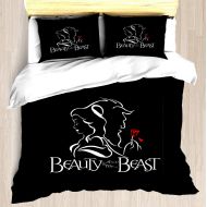 NTCBED Beauty and The Beast - Duvet Cover Set Soft Comforter Cover Pillowcase Bed Set Unique Printed Floral Pattern Design Duvet Covers Blanket Cover Queen/Full Size